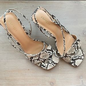 EXPRESS SNAKE PRINT HEELS